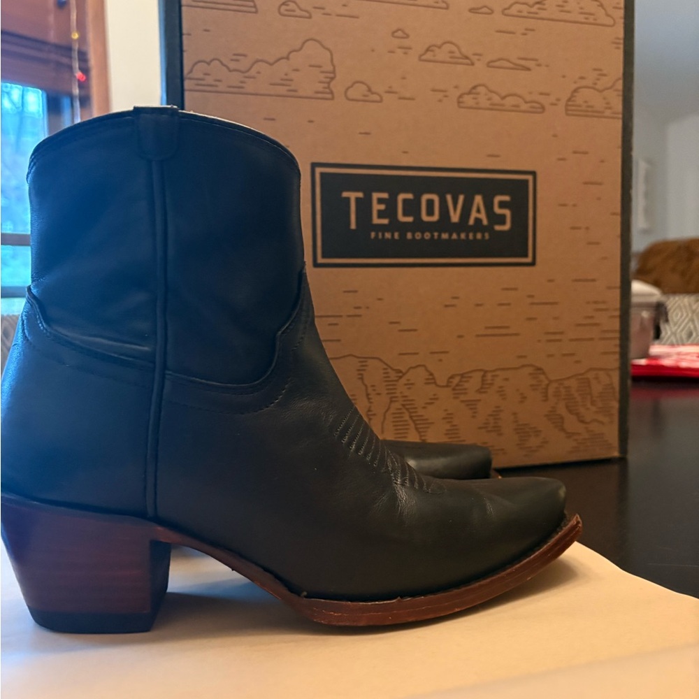 Tecovas Black Leather Ankle Boots